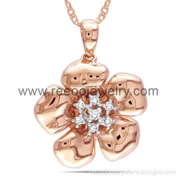 Flower Design Costume Jewelry Necklace, Rose Gold Costume Jewelry